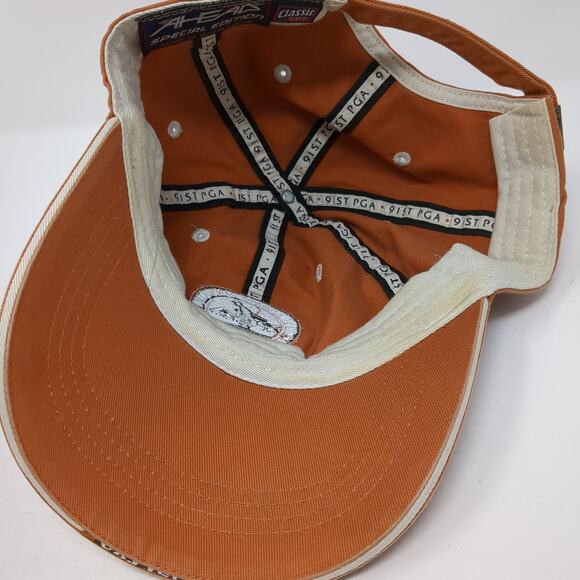 91st Championship PGA Hazeltine 2009 Baseball Cap Orange OS Classic Cut Ahead - Picture 7 of 9